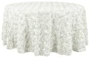 Efavormart 132" Wholesale Round Table Cover Ivory Grandiose Rosette 3D Satin Tablecloth for Wedding Party Event Decoration