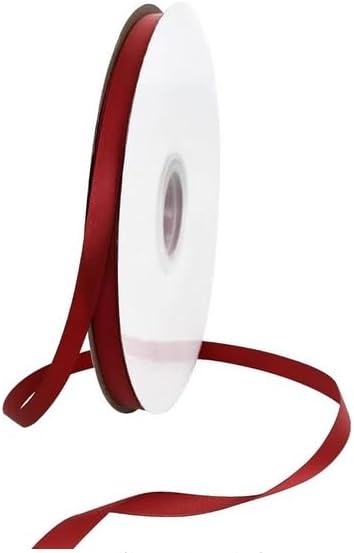 TONIFUL 3/8 Inch x 100yds Scarlet Dark Red Satin Ribbon Thin Solid Fabric Ribbons Roll for Gift Wrapping Invitation Floral Hair Balloons Craft Sewing Party Wedding Decoration Valentine's Day