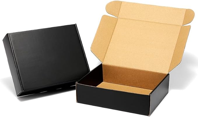 24 Pack 9x8x2 Inches Black Shipping Boxes,3 Layers Corrugated Cardboard Box, Black Mailer Boxes for Packaging Small Business Mailing Gifts Giving Products Wrap Boxes (9''x8''x2'')