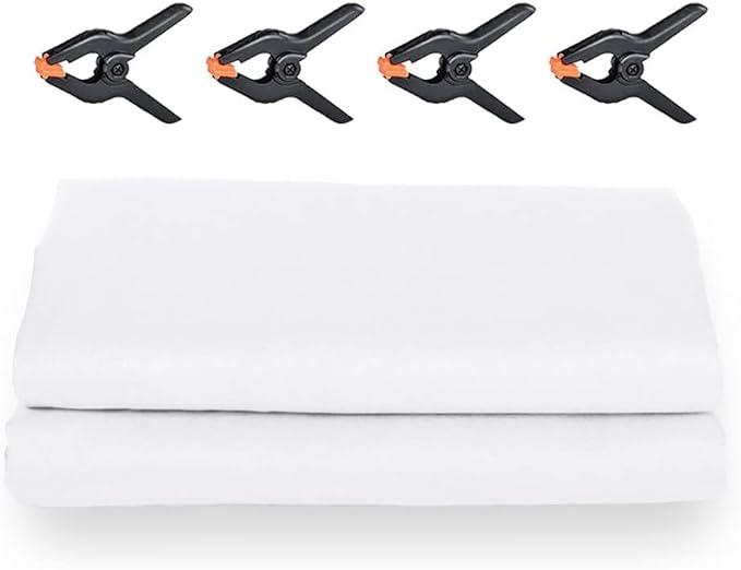 10X20ft White Photo Backdrops for Photography, LCUIRC TWO ROD POCKET White Backdrops Curtain for Parties, Polyester White background with 4 Clamps for Product Protrait Photoshoot or Parties Decoration