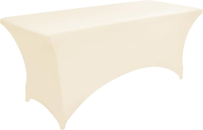 2-Pack 8ft Spandex Table Covers for Rectangle Folding Tables - Washable Elastic Tablecloth - Ultimate Fitted Table Protector for Birthday Parties, Trade Shows, Banquet