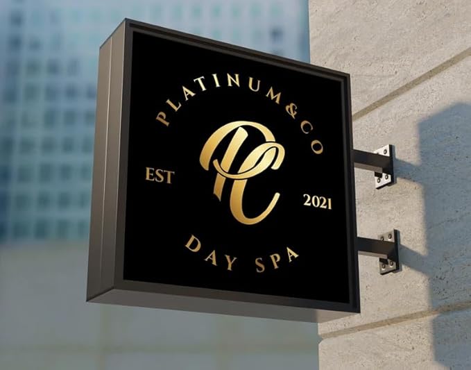 Custom business sign,Personalized Backlit LED Signs, Acrylic custom light up sign for business logo, UV/Metal Bar Salon Beauty Studio Custom LED Neon Name Wall Decor Sign (Double Side Light Box)