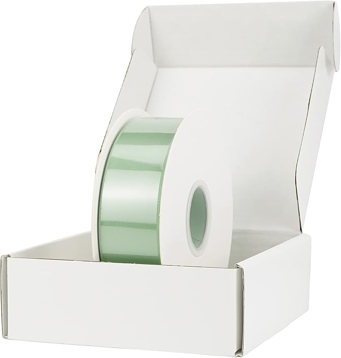 HUIHUANG 1-1/2 inch Double Face Satin Ribbon, Polyester Satin Sage Green Ribbon 50 Yards/Roll for Gift Wrapping Bows Making Floral Bouquet Wedding Invitation Decor Party Favor and Craft Supplies