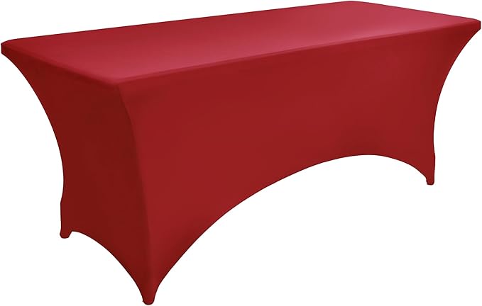 2-Pack 8ft Spandex Table Covers for Rectangle Folding Tables - Washable Elastic Tablecloth - Ultimate Fitted Table Protector for Birthday Parties, Trade Shows, Banquet
