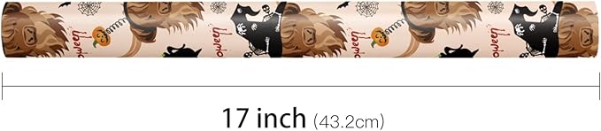 LeZakaa Funny Halloween Wrapping Paper Roll for Kids, Highland Cow Design with Witches Bats Pumpkins for Fall Party, Halloween Trick-or-Treat Gifts Decor, Mini Roll 17 in x 16.4 Ft