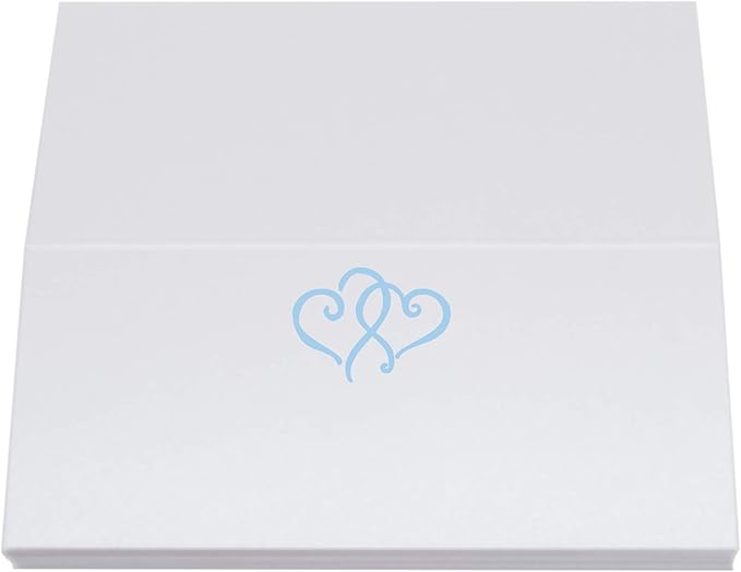 Linked Hearts Place Cards, Light Blue (Choose Color), Set of 60, Pre-cut and Scored - Wedding, Party, Dinner, and Special Events - Made in the USA