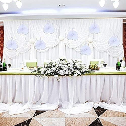 ZWIN 48 Pcs Paper Fans Wedding Paper Fans for Guests Pocket Folding Paper Fans with Plastic Handle White Blank Paper Fans for Guests Celebartion Party Decoration