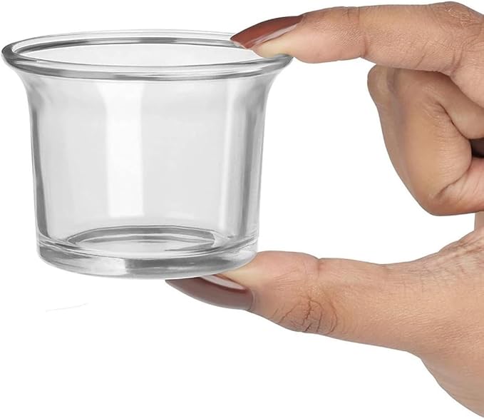 WGV Flare Lip Cylinder Tea Light Votive Candle Holder 2.4" W x 1.75" H, Clear Oyster Glass Cup, Small Accent Decor, 6 Pieces