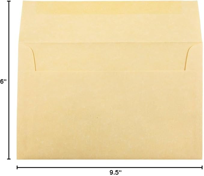 JAM PAPER A10 Parchment Invitation Envelopes - 6 x 9 1/2 - Antique Gold Recycled - 50/Pack