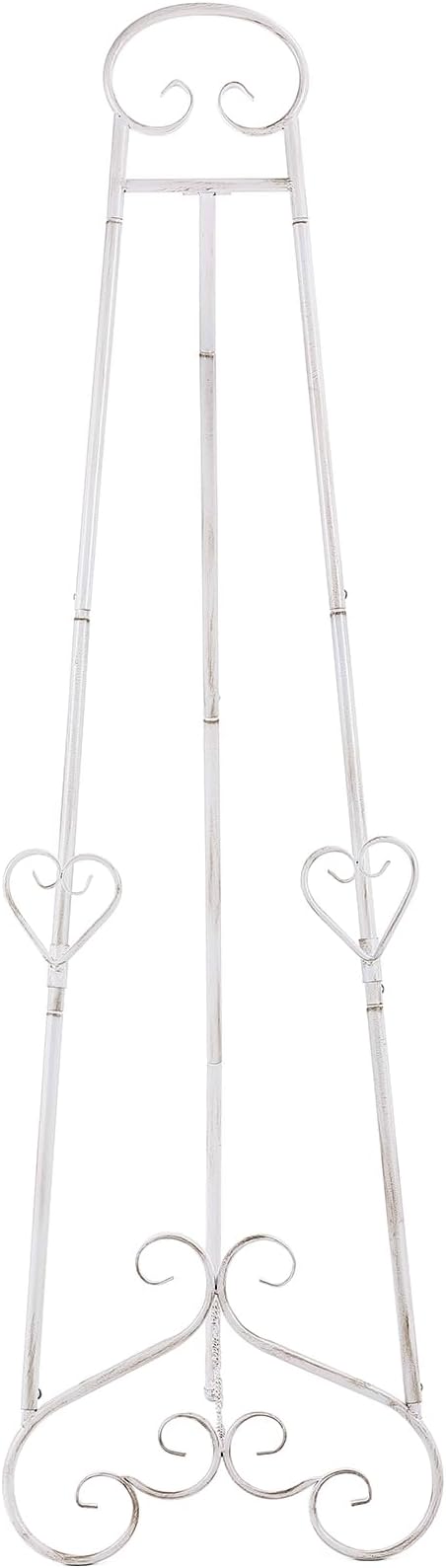 Extra Large Free Standing Adjustable Display Stand Easel with Chain Support, Retro White Decorative Metal Foldable Floor Standing Easel for Display Mirror Wedding Welcome Signs, 16.3" x 19.3" x 56"