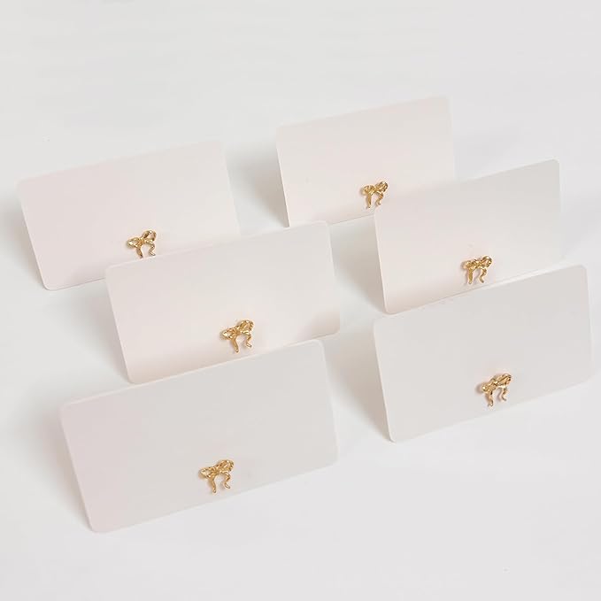 26Pcs Decorative Bow Place Card Holders Bulk Gold Name Card Stands Set Photo Holders for Wedding Birthday Party,Table Place Cards, Food Signs,Name Tag