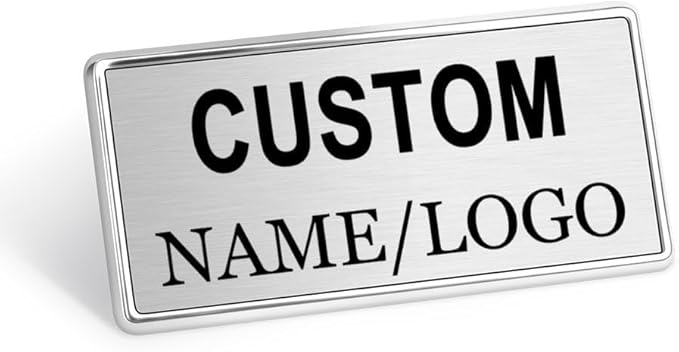 Custom Name Tags ID Badges with Logo Name Personalized Name Badges Name Tag ID Badges with Pin Backing Customizable Name Badges for Business Offices Stores Restaurant, 1.5x2.8 in, 150PCS