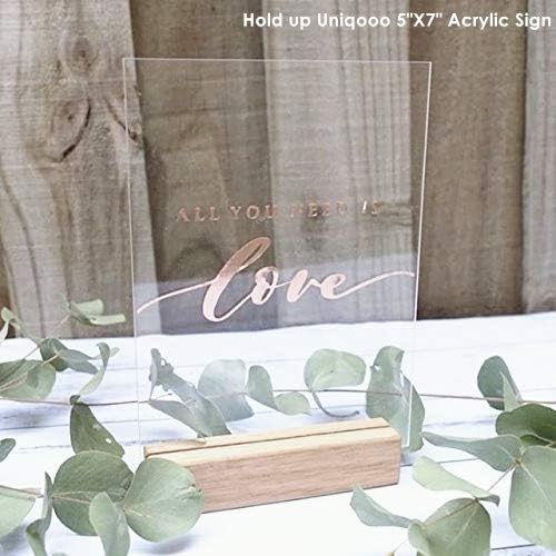 UNIQOOO 20 Pack Modern Sign Holders for Acrylic | Wood Table Number Display Stands | Place Card Holder, Photo Stand, Perfect for Retail Shop, Cafe Bar, Wedding Dinner Party and Events Decoration