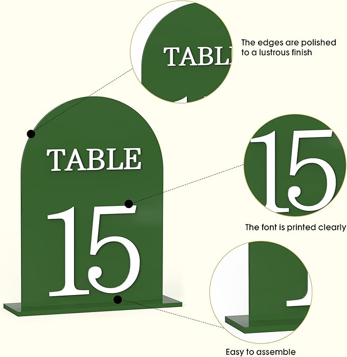 Arch Wedding Table Numbers 1-10 with Stands, 5" X 7" Double Sided Acrylic Wedding Sign Holders, Durable Non-Fading Table Number for Wedding Reception, Events, and Centerpieces