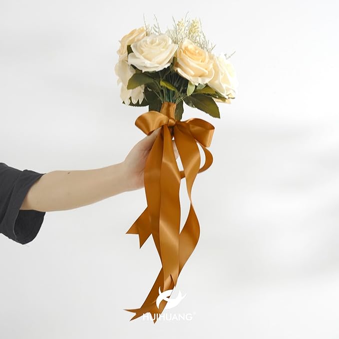 HUIHUANG Copper Ribbon Satin 1-1/2" Wide Double Face Polyester Satin Ribbons for Crafts, Thick Silk Ribbon for Gift Wrapping Hair Bows Floral Bouquet Cake Box Christmas Decor Party Favor - 50 Yards