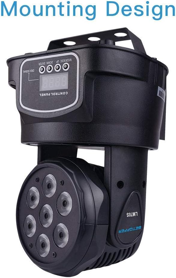 BETOPPER DJ Lights Moving Head,RGBW Mini Stage Lights Moving Head, DMX DJ Disco Lights Sound Activated, Mini Moving Heads Wash Light for Christmas, Parties, Club, Concert, Wedding, Disco Events, 7x8W