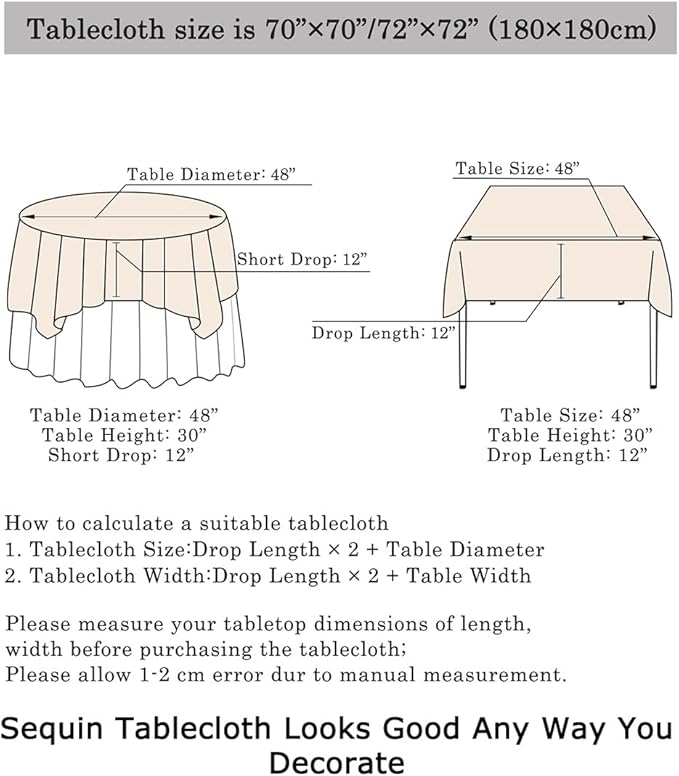 ShinyBeauty Red Table Cloths for Christmas 2 Packs, 72X72 Inch Sequin Tablecloths Square Shimmer Table Cloth Overlay Red Tablecloth for Wedding, Birthday Tables