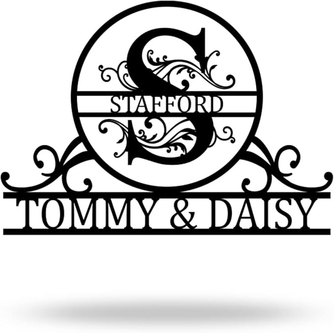 Personalized Metal Name Sign – Custom Last Name & Monogram Wall Décor for Home, Outdoor, or Office, Unique Metal Signs for Weddings, Housewarming, and Family Gifts