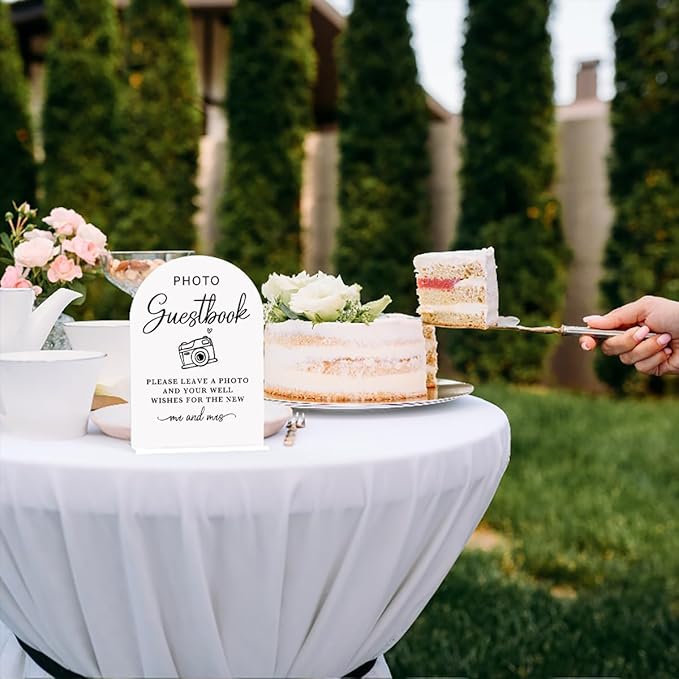 Acrylic Wedding Sign Photo Guestbook Sign for Wedding Wedding Signs for Ceremony Modern Calligraphy Arch Acrylic Table Top Sign for Wedding Reception and Event Party Table(white)