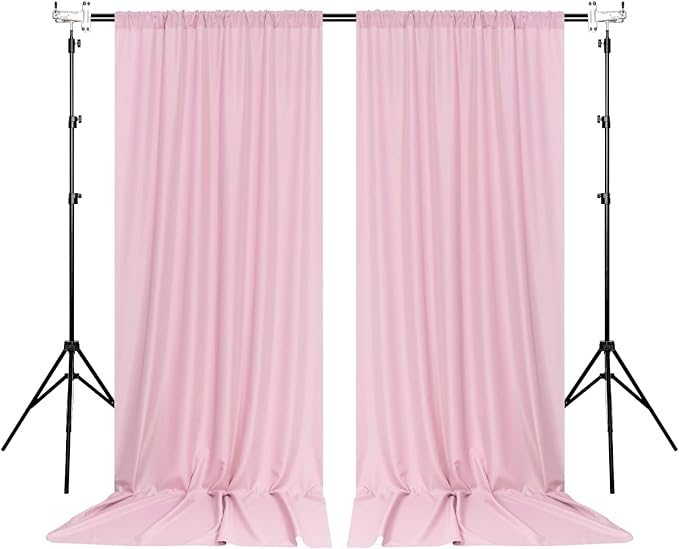 Pink Backdrop Curtain for Parties Rod Pocket Pink Curtains Photography Backdrop Drapes Privacy Fabric Decoration for Birthday Party Wedding Baby Shower Home Decor, 5ft x 10ft, 2 Panels