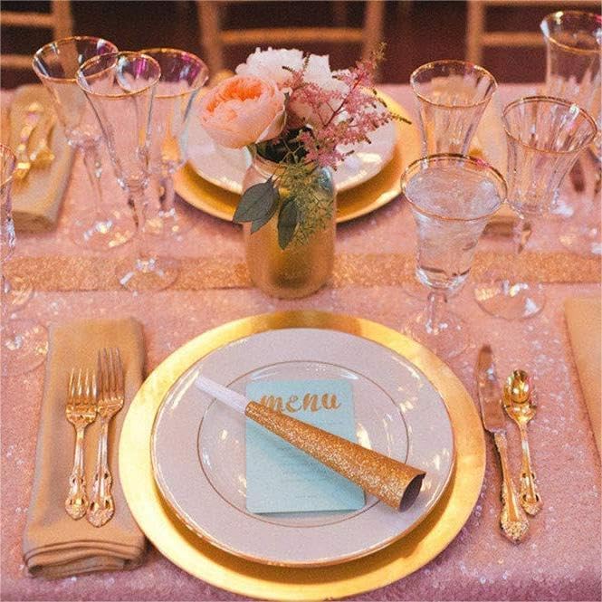 Pink Table Runner 10 Packs 12x72 Inches Sequin Glitter Table Runners for Party Bridal Baby Shower Event Party Wedding Table Decor
