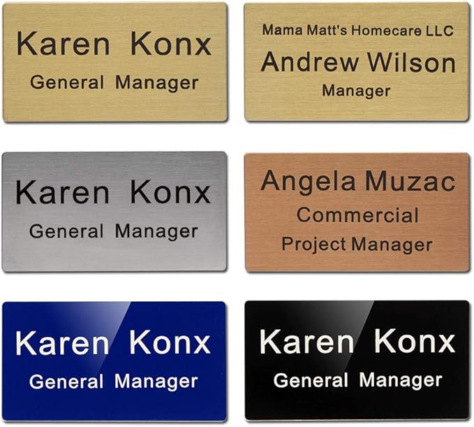 Custom Engraved Name Tag Badges – Personalized Identification ID Badge with Pin or Magnetic Backing (Bule/White, 1.5" x 3")