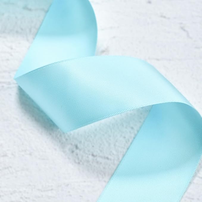 1-1/2" x 50 Yards Light Blue Satin Ribbon Single Faced Fabric Ribbons for Gift Wrapping, Crafting, Floral Arrangements, Flower Bouquet, Wedding, Home Decor