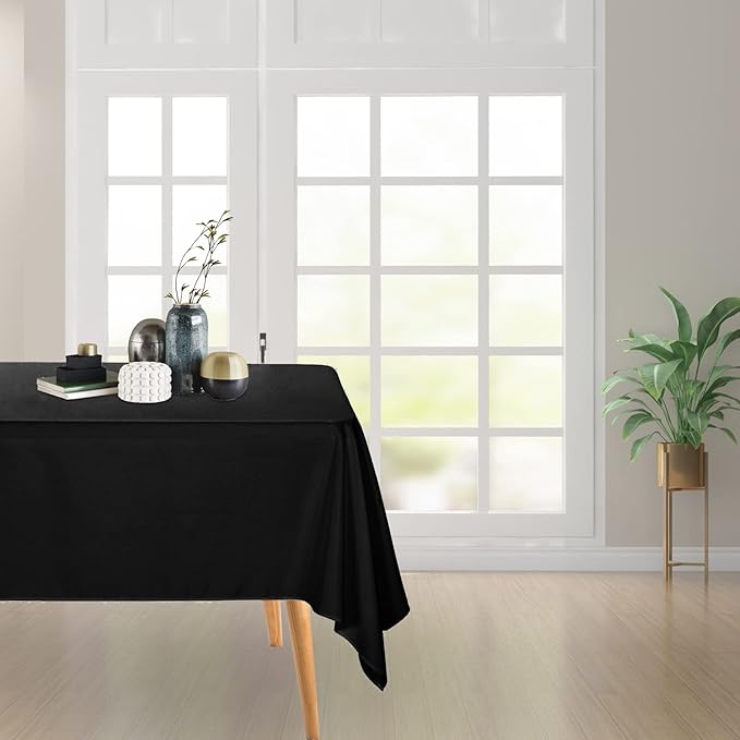 Ascoza 2pack 70x70 Inch Black Square in Polyester Fabric Tablecloth for Wedding,Banquet,Restaurant and Parties