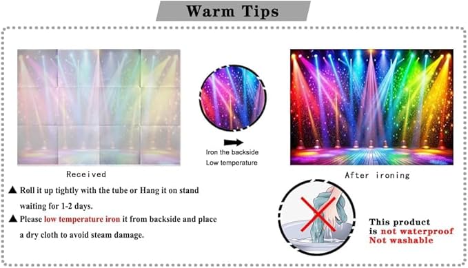 LTLYH 7x5ft Fabric Disco Rainbow Stage 70s 80s 90s Backdrop Vintage Lights Photography Background Rock Music Club Neon Glow Party Decorations Photo Banner 312