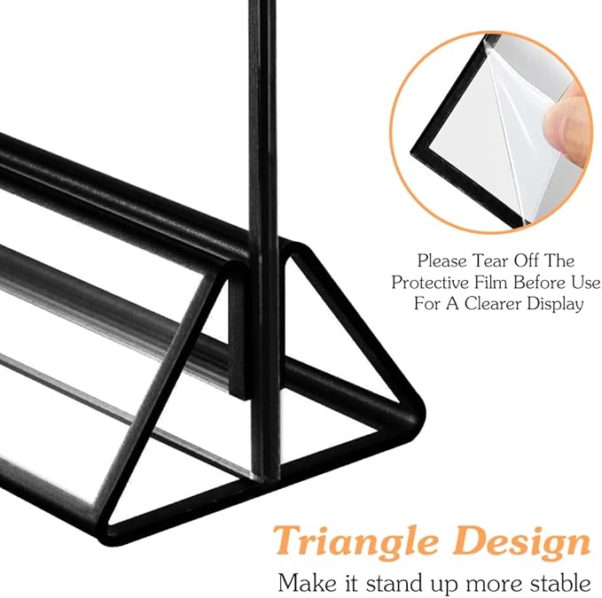 5" x 7" Black Acrylic Sign Holders, 12PCS Wedding Table Numbers Sign Holder, Double Sided Acrylic Black Frame Sign Holders Display Stand for Wedding Table Numbers, Restaurant Sign, Menu, Photo