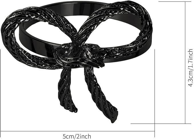 Pack of 6 Napkin Rings Alloy Hollow Out Flower Napkin Holder Dinning Table Napkin Ring for Dinner Parties Wedding Banquet Table Setting Family Gatherings Table Decor(Black,6)