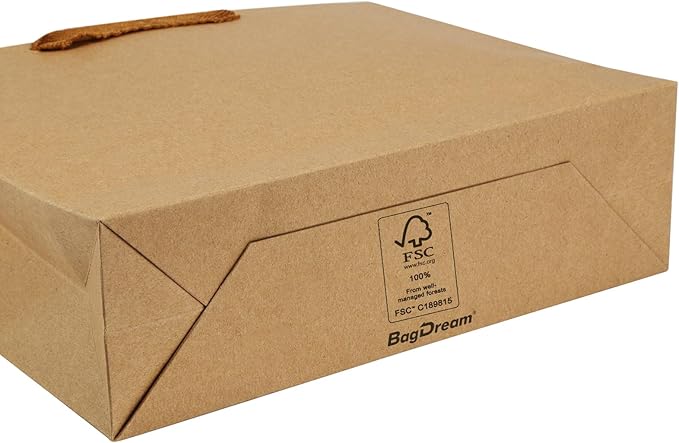 BagDream Paper Bags 10.6x3.1x8.3 25Pcs Gift Bags Heavy Duty Kraft Brown Gift Paper Bags with Handles Soft Cloth, Party Favor Bags, Shopping Bags, Retail Merchandise Bags, Wedding Party Gift Bags