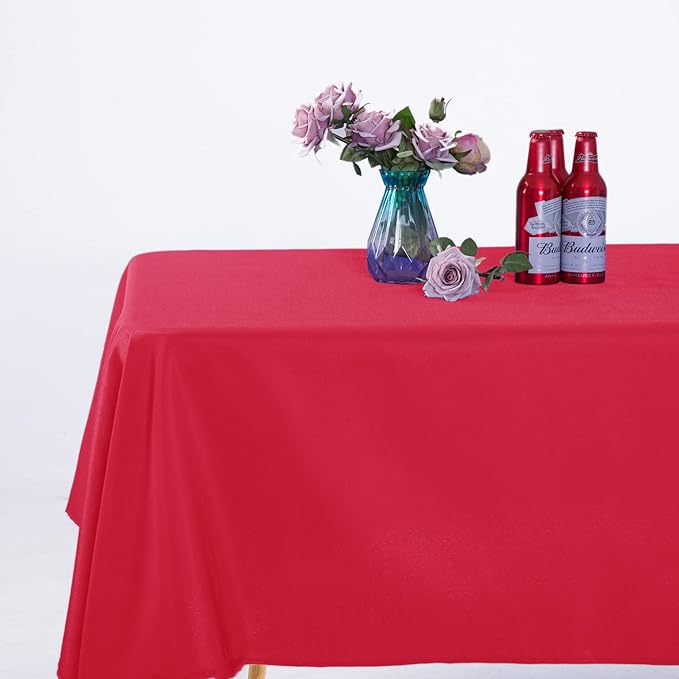Ascoza 2pack 60x120 Inch Red Rectangular Tablecloth 6 Feet Table Cloth in Polyester Fabric for Wedding/Banquet/Restaurant/Parties