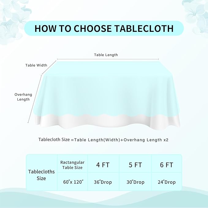 LuoluoHouse Lace Tablecloth Rustic Table Fabric Blue 60x120 Inch for Boho Wedding Bridal Shower Party Decoration Rectangle Overlay Long Vintage Embroidered Reception Table Cloth Decor