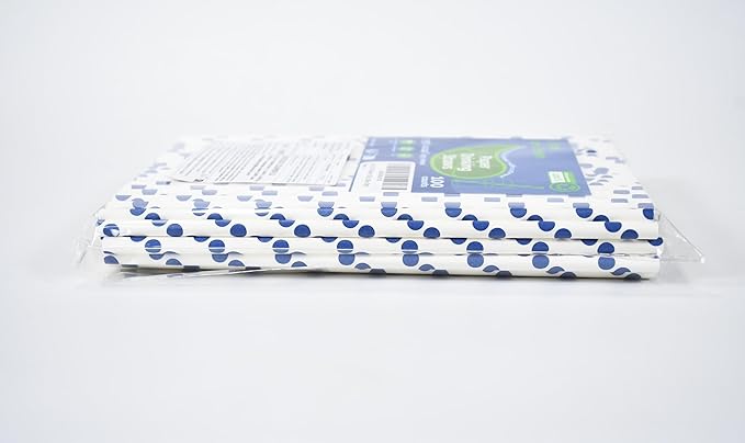 100 Counts Blue Polka Dots Paper Disposable Drinking Straws 7.75 inch, 0.24" Dia. - for Cocktail, Juice, Bar, Restaurant