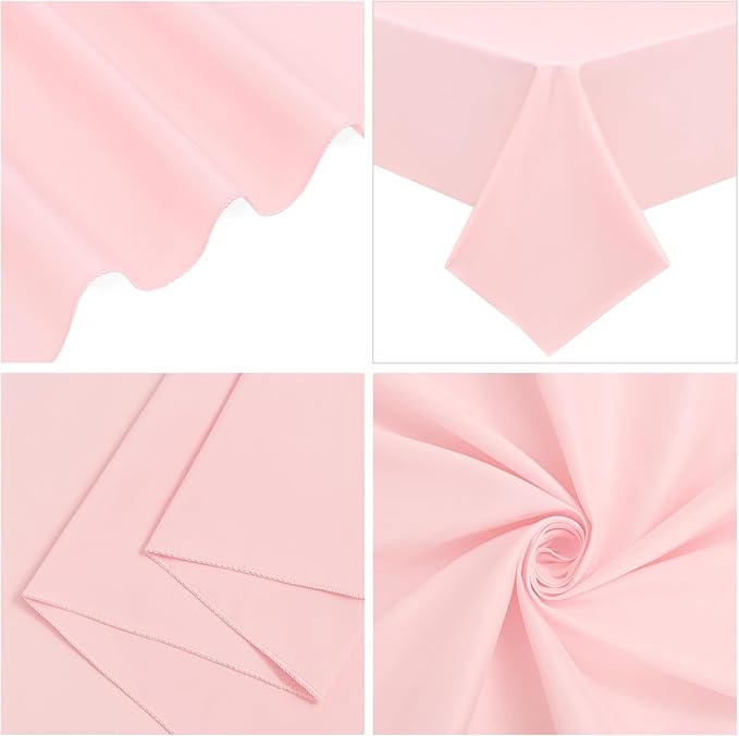 6 Pack Pink Tablecloths for 8ft Rectangle Tables 60 x 126 Inch - Polyester Table Cover Stain and Wrinkle Resistant Washable Fabric Table Clothes for Wedding Party Banquet Reception Restaurant