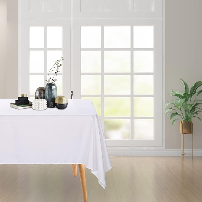 Ascoza 2pack 70x70 Inch White Square in Polyester Fabric Tablecloth for Wedding,Banquet,Restaurant and Parties