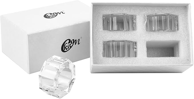 Kitcom Crystal Napkin Rings Set of 4, Mini Napkin Ring for Thanksgiving Day, Family Gathering, Wedding Reception Home Decoration, Comes with Gift Box