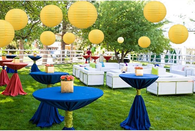 BEISHIDA 6-Inch Yellow Round Paper Lanterns Decorative Hanging Asia Chinese Japanese Paper Lanterns Lamp for Birthday Halloween Wedding Baby Bridal Shower Fall Home Decor Party Decoration(6 Packs)