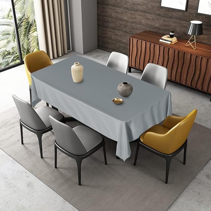 Fitable Rectangle Tablecloth 60x84 inch Tablecloth Stain and Wrinkle Resistant Washable Polyester Table Cloth for Buffet Parties and Camping Silver