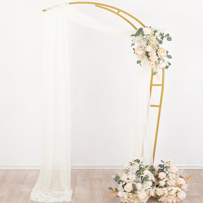 Socomi Ivory White Wedding Arch Draping Fabric 29" x 20Ft 1 Panel Sheer Outdoor Curtain Drapes Extra Long for Bridal Baby Shower Ceremony Birthday Party Decor