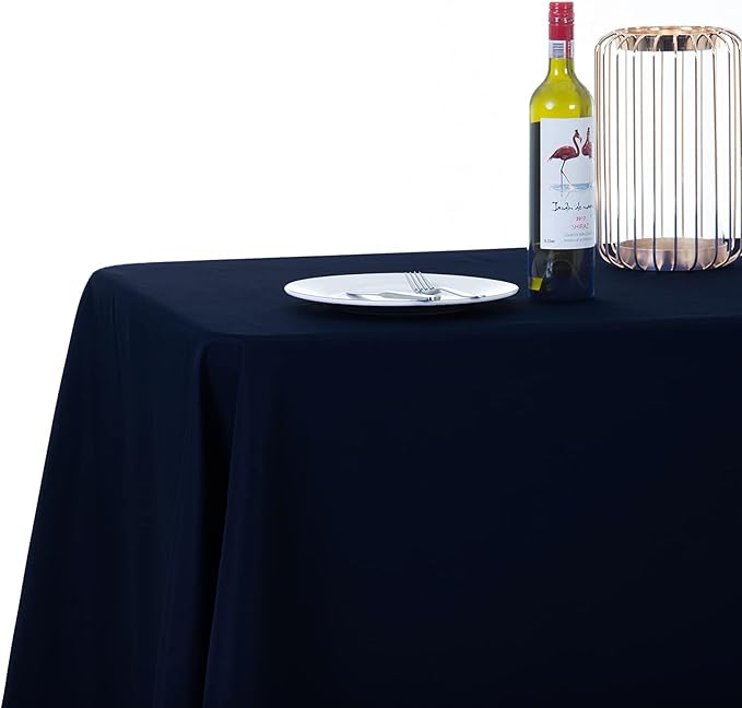 Ascoza 2pack 90x132 Inch Navy Rectangular Tablecloth 8 Feet Table Cloth in Polyester Fabric for Wedding/Banquet/Restaurant/Parties