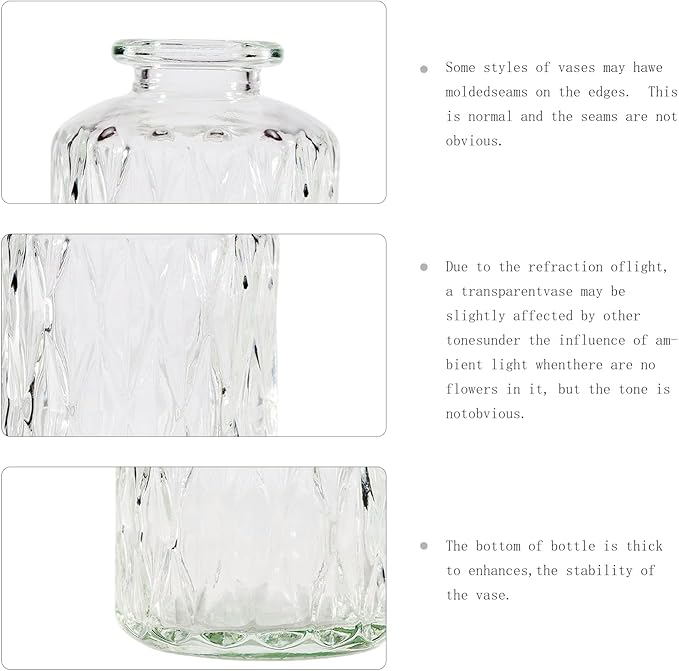20 Pcs Prismatic Flower Bud Vases, Loose Transparent Flower Bud Vases, Small Vases, Decorative Vases, Family Wedding Table Decorations