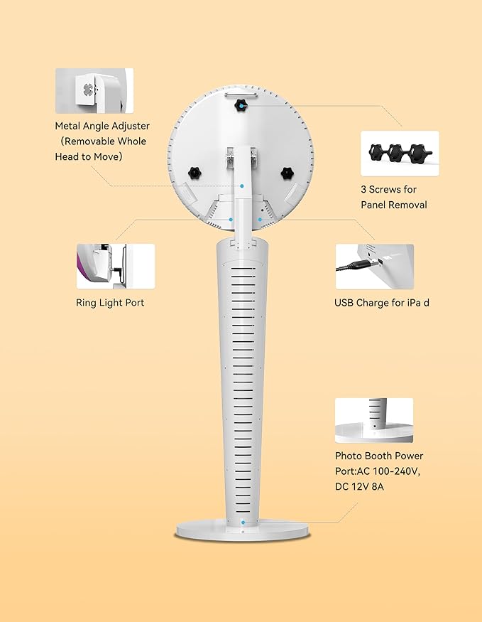 Portable Photo Booth Stand Compatible with 10.2"-12.9" iPad, Large Light Box Music Sync Metal Selfie Photobooth Machine Cyratok Software Control for Events,Rentals & Business Use(Flight Case)