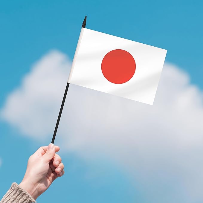 2 Pack Japan Desk Flag Set, Japanese Desktop Small Miniature Table Office Flag with 12" Black Pole and Black Base, Offices, Classroom, Home, Festival Decoration (Japan)