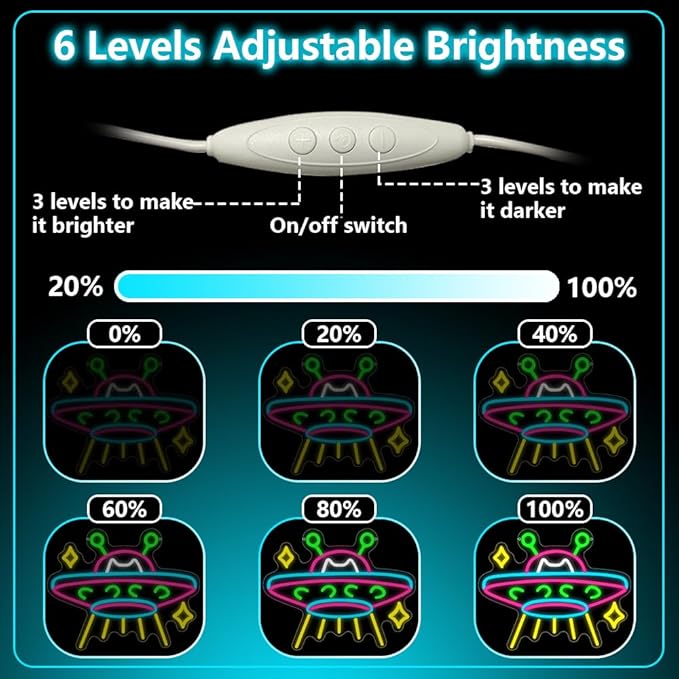 UFO Neon Sign,Cat Dimmable LED Light Signs for Wall Art Decor,Space Backdrop for Game Room Bedroom Club Party Man Cave,Gift for Boys Teen Men USB Powered(15"*12.1")
