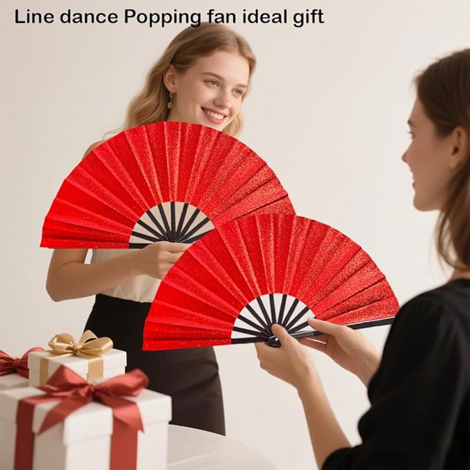 Large Clacking Folding Hand Fans for Line Dancing, Boots on The Ground Rave Hand Fan for Women Foldable, Party, Festival, Decoration