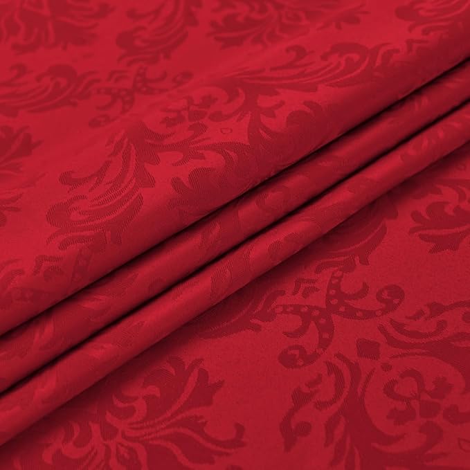 SASTYBALE Rectangle Jacquard Tablecloth, Damask Table Cloth SpillProof Wrinkle Resistant Tablecloths, Soft Polyester Oblong Table Cover for Kitchen, Dinner, Parties (Red, 60X102)