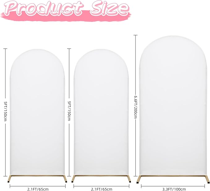 6.6FT Wedding Arch Covers Arch Backdrop Cover Arch Stand Covers Set Arch Cover Spandex Fabric Stretchy Backdrop for Wedding Birthday Party Decoration Baby Shower (White, Cover Only)