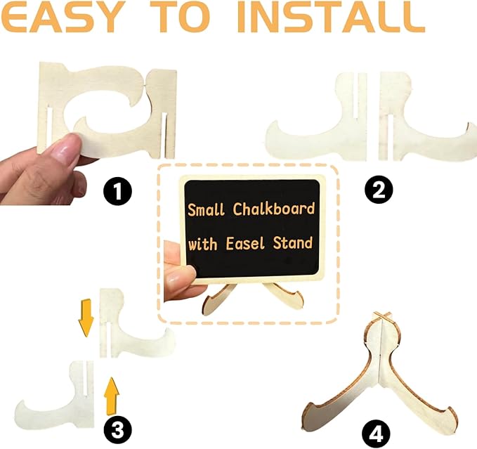 20 Pack Mini Chalkboard Signs with Easel Stand, Reusable Wooden Food Labels for Party Buffet, Blackboard Labels for Wedding, Table Numbers, Name Tags Place Cards (5 Markers and 20 Stickers Included)